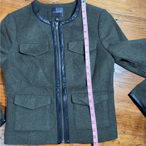 The Limited Women’s Wool Blend Military Utilitarian Army Green Blazer Jacket XS - Picture 8 of 15